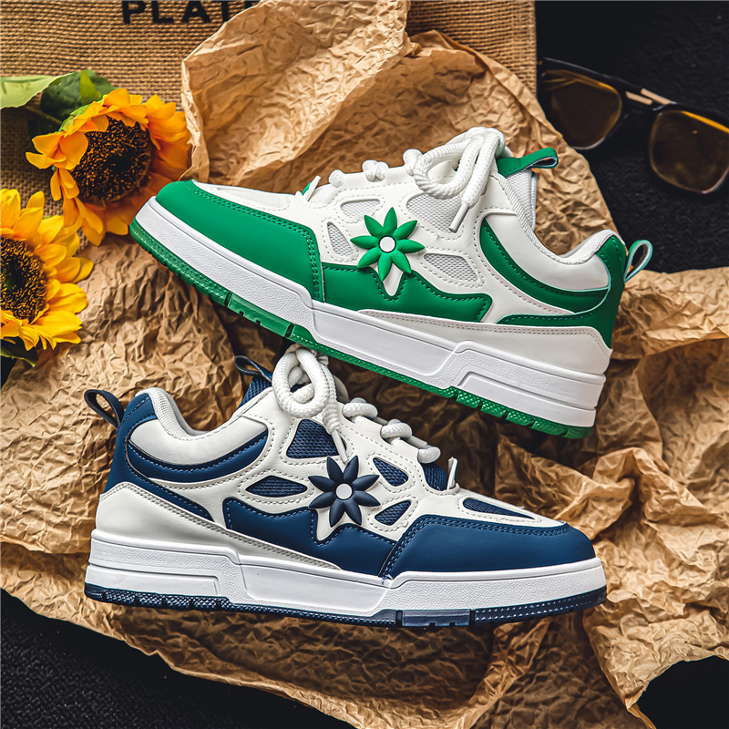 New Retro Color Block Casual Sneakers for Men Soft-Sole Board Shoes Size 39-44 Black Blue Green footwear