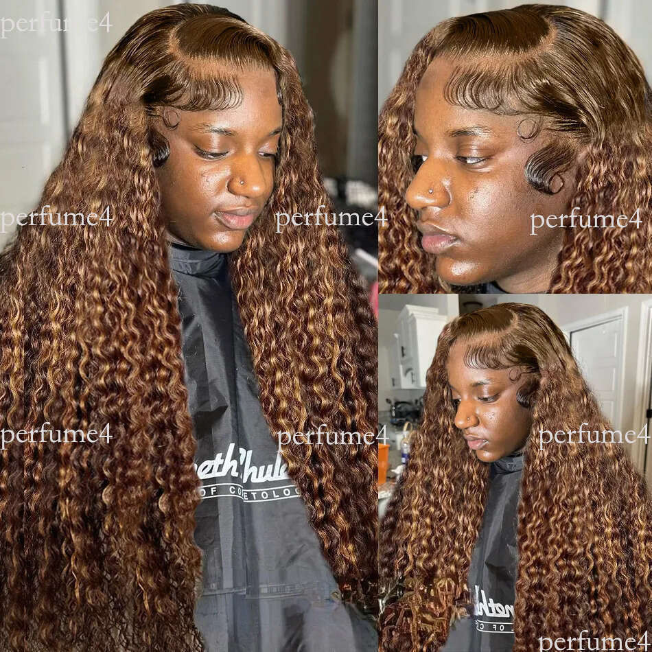 Curly Highlight Human Hair 13x4 13x6 Hd Wig Glueless 30 40 Inch Deep Water Wave Honey Blonde Lace Frontal Wigs Synthetic