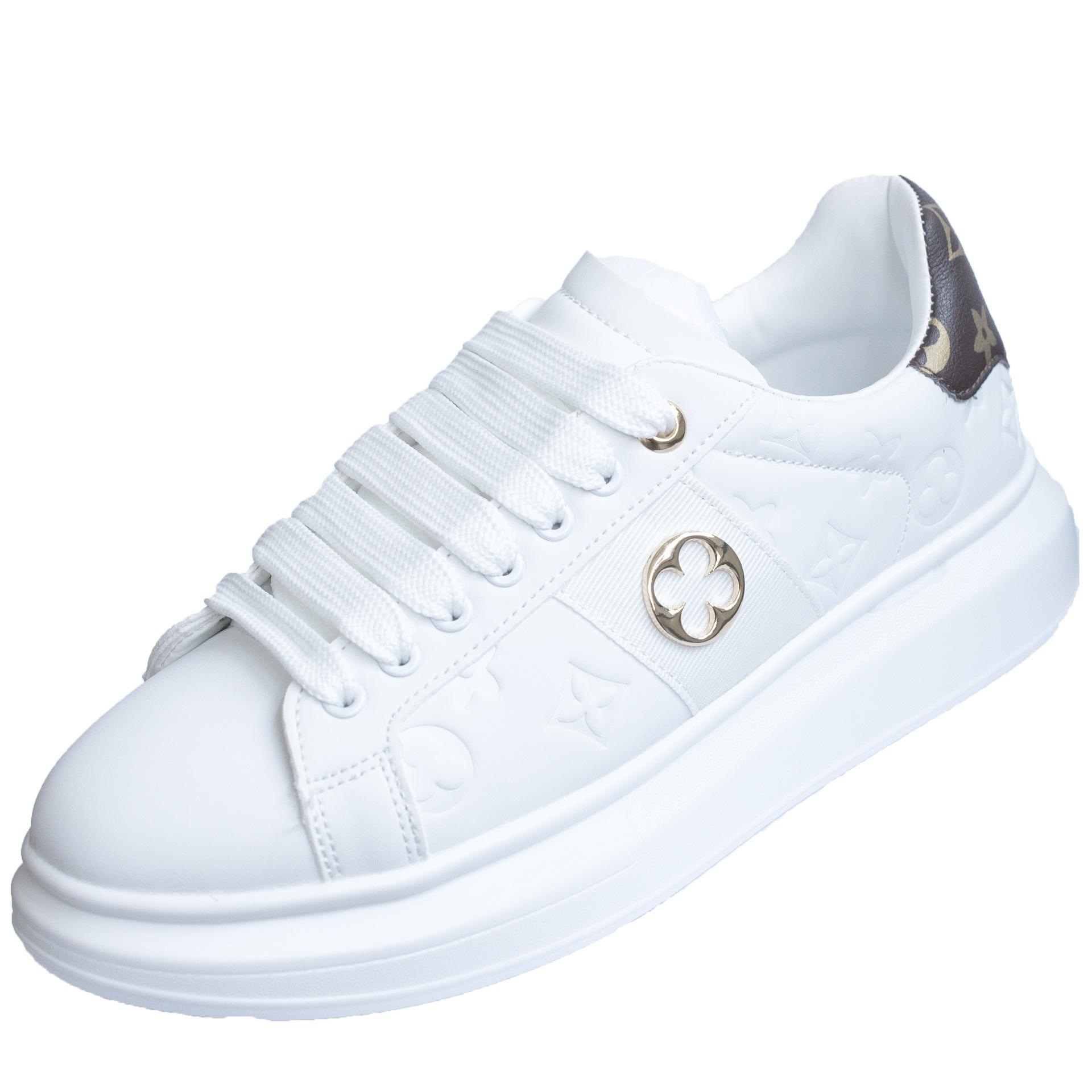 Couple-style white shoes skate shoes casual sports shoes trendy shoes men's shoes men's thick-soled lightweight metal