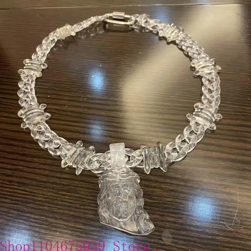 Hiphop Acrylic Pendant Necklace Fashion Neck Jewelry Statement Spikes Chain Jewelry Suitable for Men and Women Present 251230