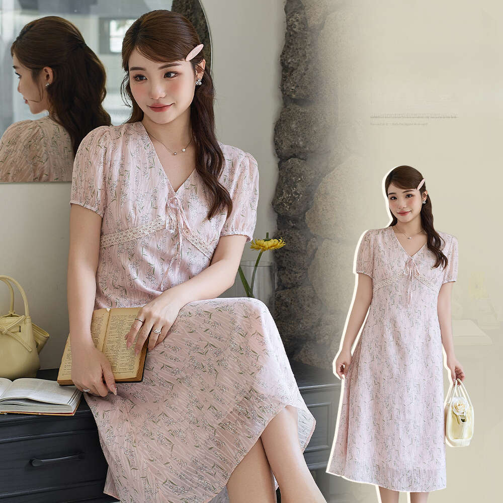 Elegant V Neck Lace Floral Off Shoulder For Plus Size Women Loose Fit Slimming Mid Length Dress Women S Luxury Clothing