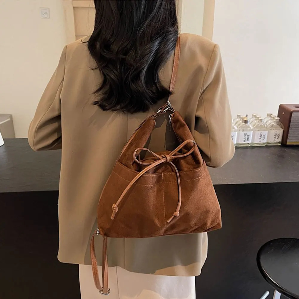 Retro Fashion Shoulder BagVintage Suedette Tote BagAutumn/Winter Premium End Versatile Commuter Crossbody Bag Womens Backpack 251231