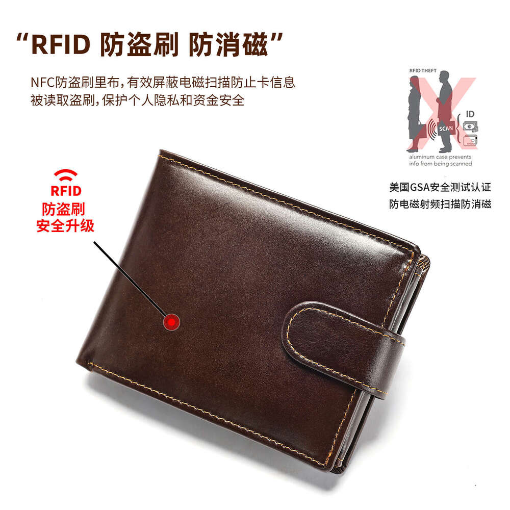 Genuine Leather Men Short Cowhide Driver's License Multi-Functional High-End Men's Money Clip European and American Trendy Wallet