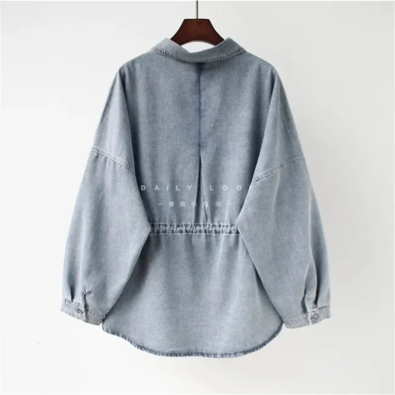 Spring Autumn Womens Denim Jacket Loose Long Sleeve Shirt Top Women Short Waist Cowgirl Coat Female 251229