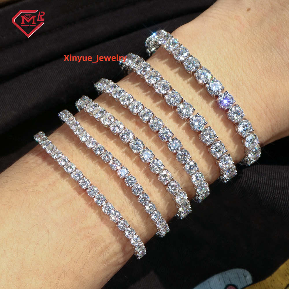 3mm 4mm 5mm Tennis Bracelet 925 Silver Iced Out Men Women Moissanite Chain Tennis Bracelets