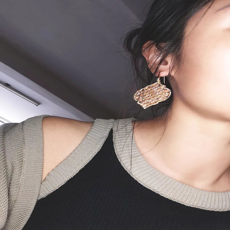 Womens earrings trend beaded Fashion Crystal Beads jewelry hanging Stainless SteelGold plated Earings in For Woman 251230