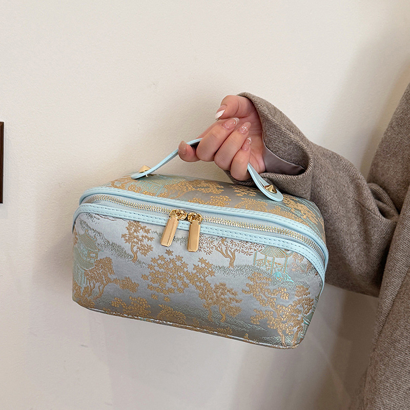 New Design Cross-border New ancient-style makeup bag Portable Large capacity Hand-held Portable Toiletry bag Cosmetics Free shipping