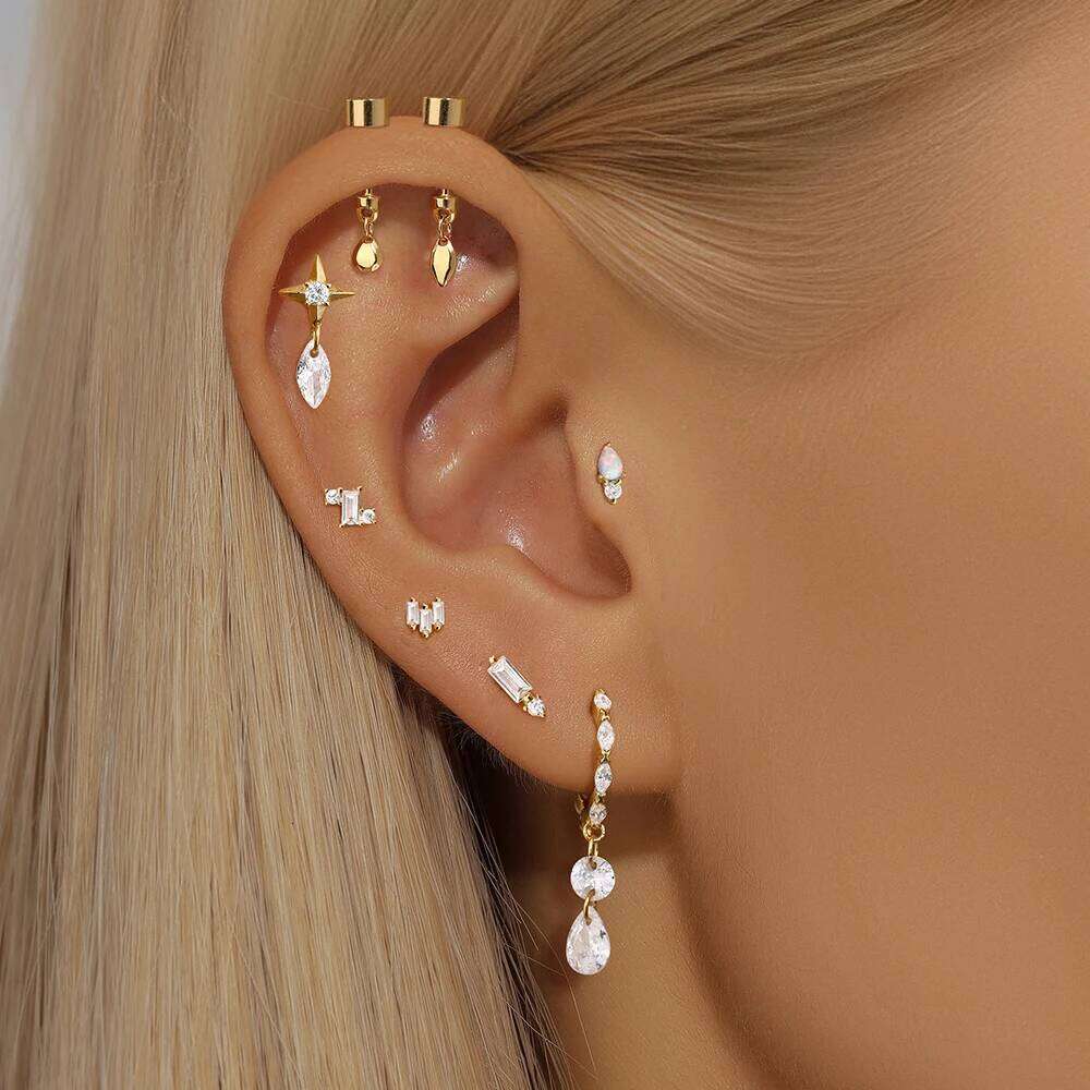 Aide New Design Thick Bottom Threaded Labret Stud Earrings for Women 925 Sterling Silver Piercing DIY Fine Jewelry Pendientes