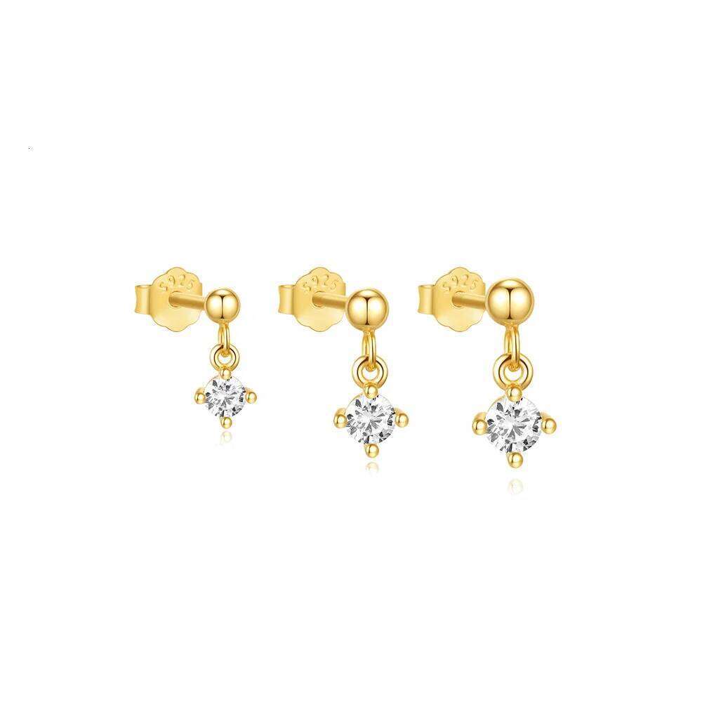 Aide 925 Sterling Silver 3pcs Set 8/10/11mm Four-claw Diamond Stud Earrings For Women Versatile Temperament Ins Jewelry Gifts