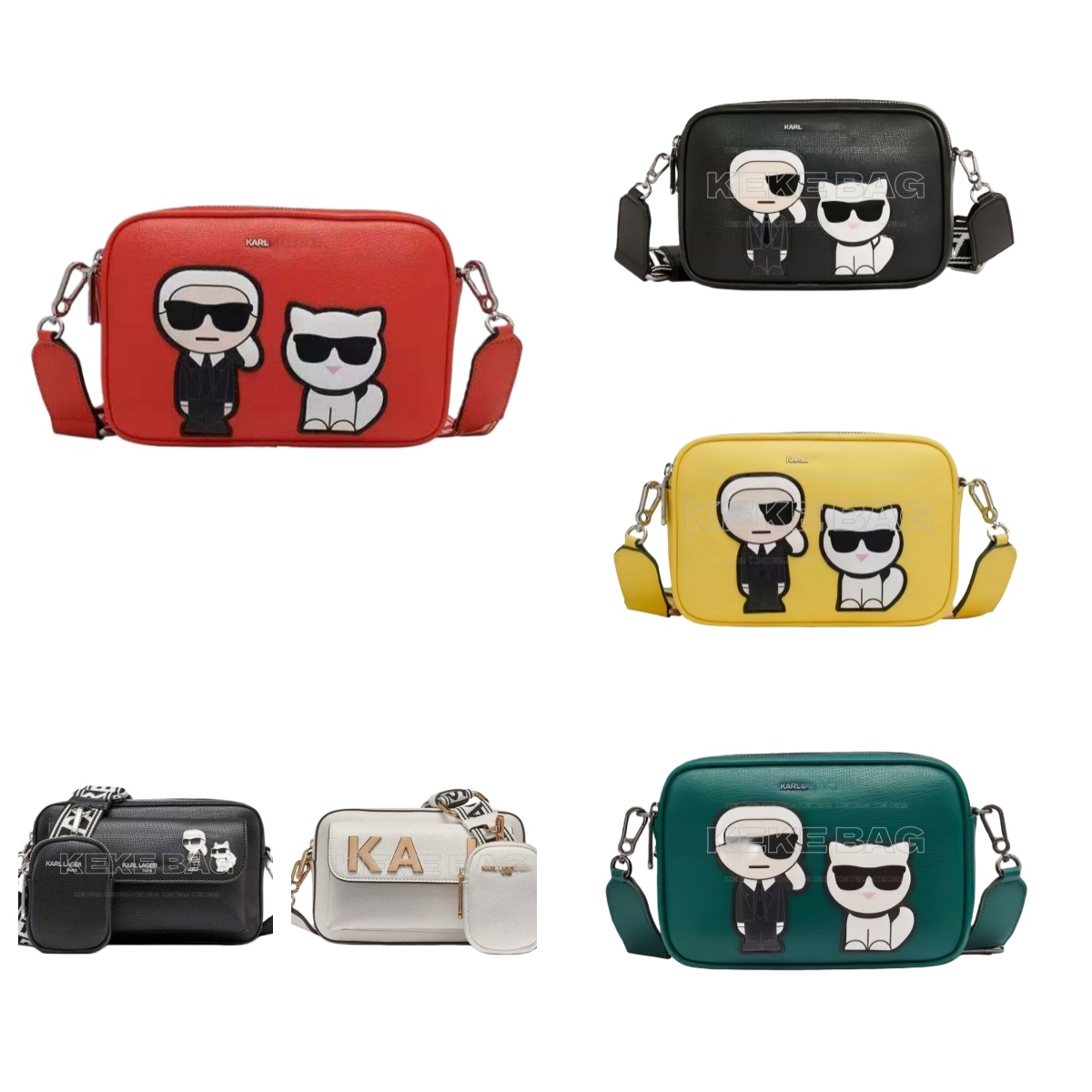 10A karl langerfelds designer bag camera bag multi color cartoon pattern crossbody bag women's handbag luxury bag shoulder cartoon fashion