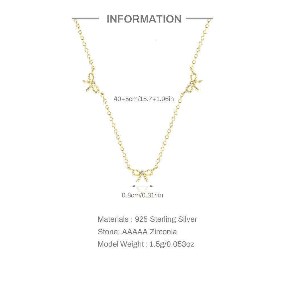 Aide 925 Sterling Silver Bow Necklace Fashion Handmake Neck Korea Choker Chain Necklaces for Women Jewelry