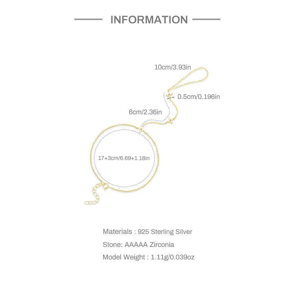 Aide 925 Silver Minimalist Creativity Infinite Symbol Flower Zircon Bracelets Women's Finger Chain Jewelry Clothing Accessories