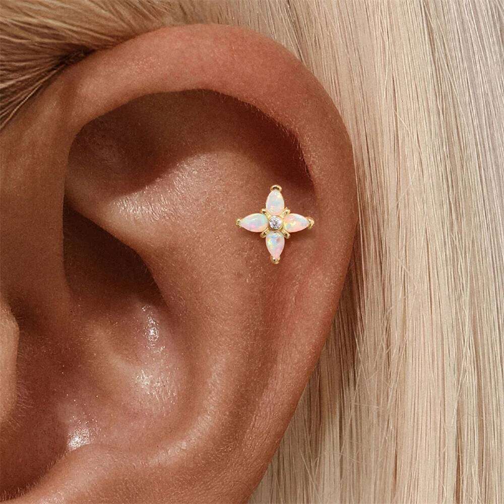 Aide Cartilage Spiral Puncture Stud Earrings 925 Sterling Silver Horse Zircon Body Ear Bone Piercing For Women DIY Earring 1pc