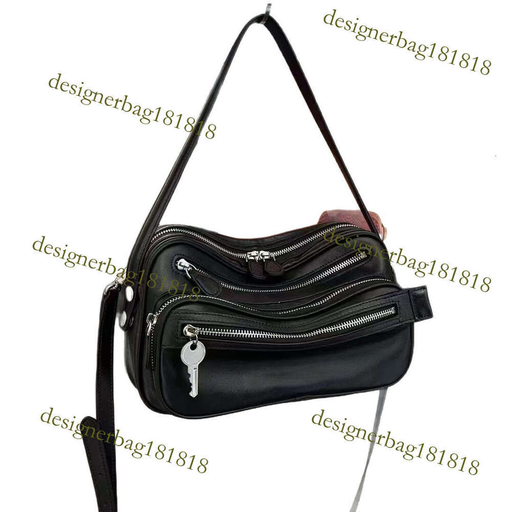 designer bag Ins Celebrity Style Genuine Leather Zipper Multi-Pocket Handbag Trendy Fashion Large Capacity Shoulder Crossbody Bag