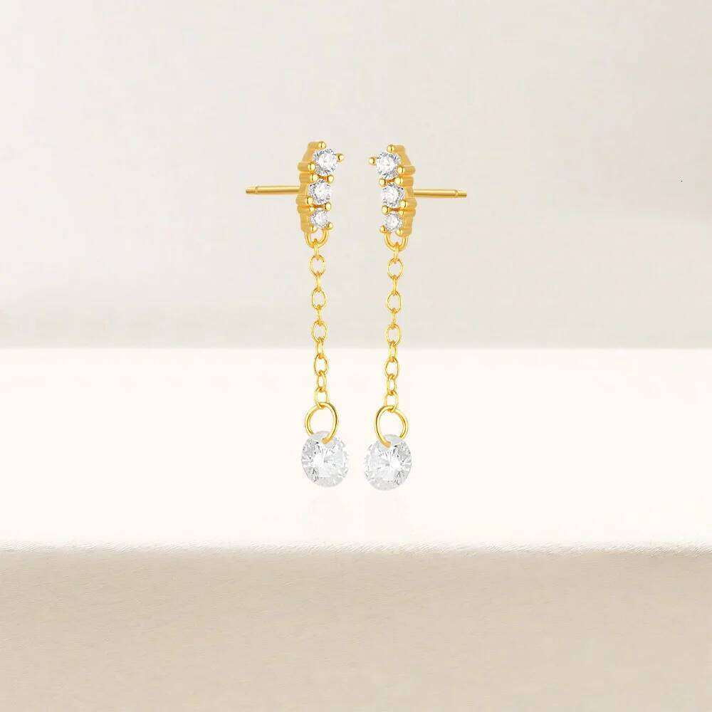 Aide 925 Sterling Silver Transparent Zircon Long Tassel Earring for Women Trendy Statement Drop Earrings Wedding Fine Jewelry