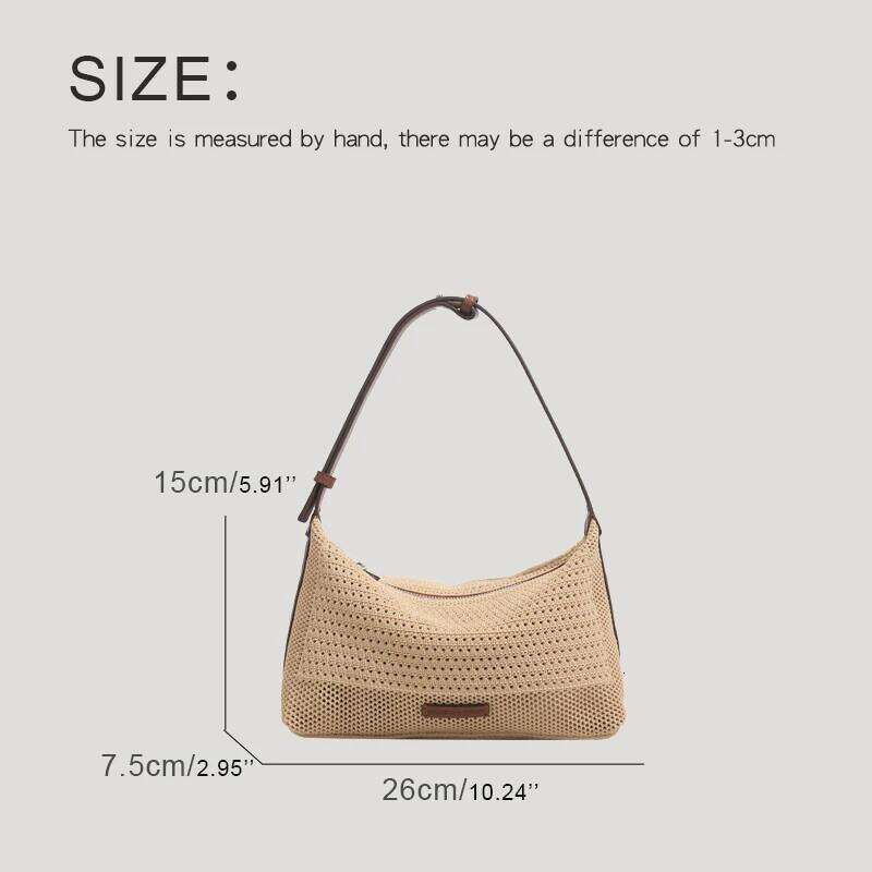 Beach Small Hobos Bags For Women Luxury Designer Handbags Purses 2025 New In Polyester Letter Hollow Cloth Underarm Shoulder Bag