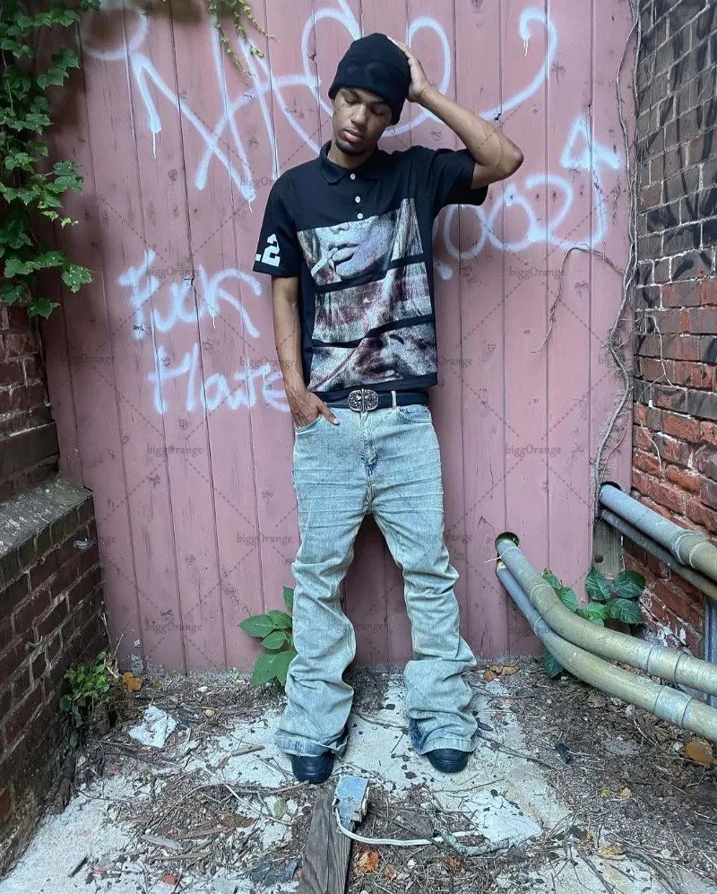 Summer Retro Streetwear Oversized Cotton Lapel T-shirt Men Y2K Hip-hop Harajuku Rock Gothic Trendy Vintage Top Polo Shirt 251230