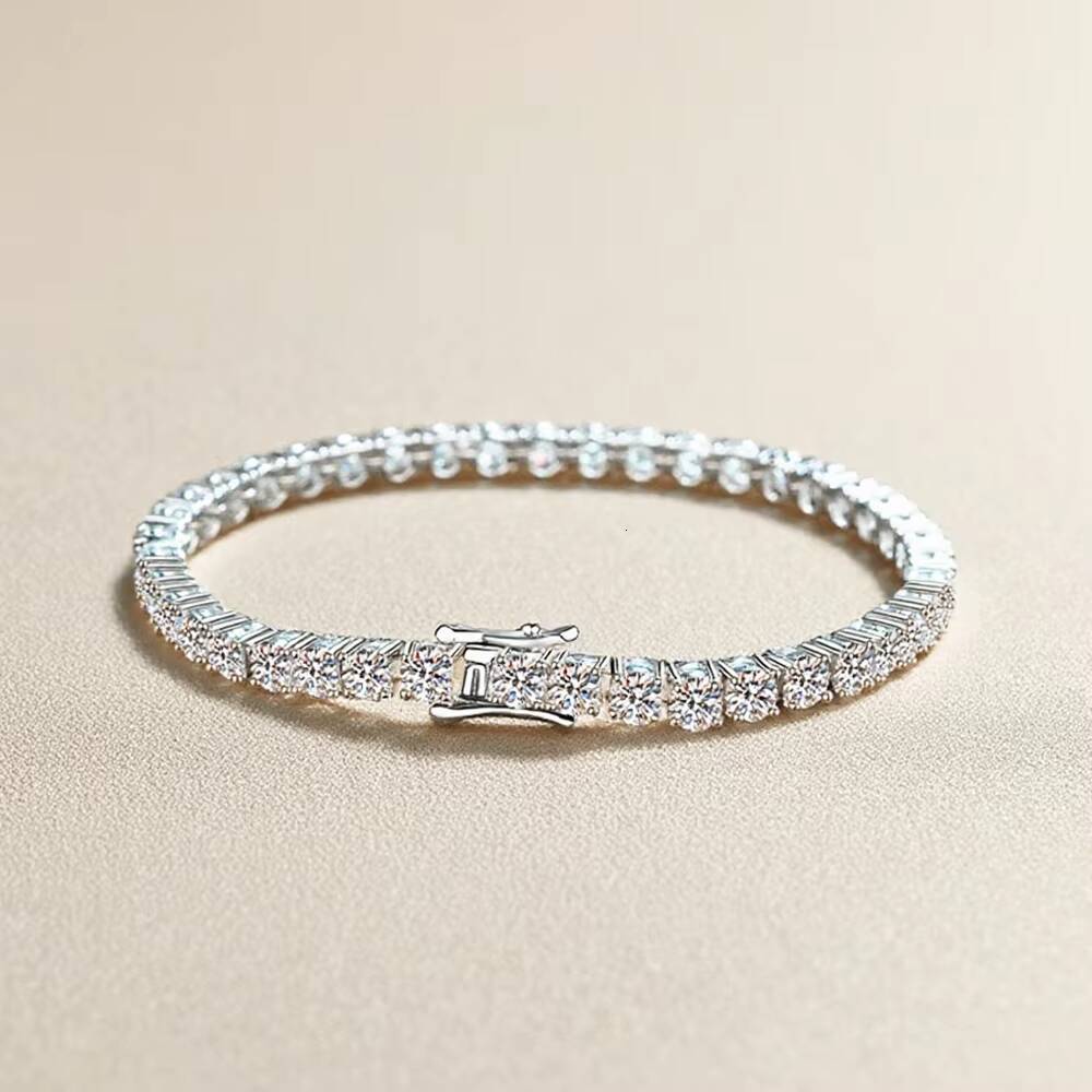 Wholesale S925 Sterling Silver Moissanite Tennis Bracelet Fully Inlaid with 03ct Moissanite Platinum Bracelet for Woman