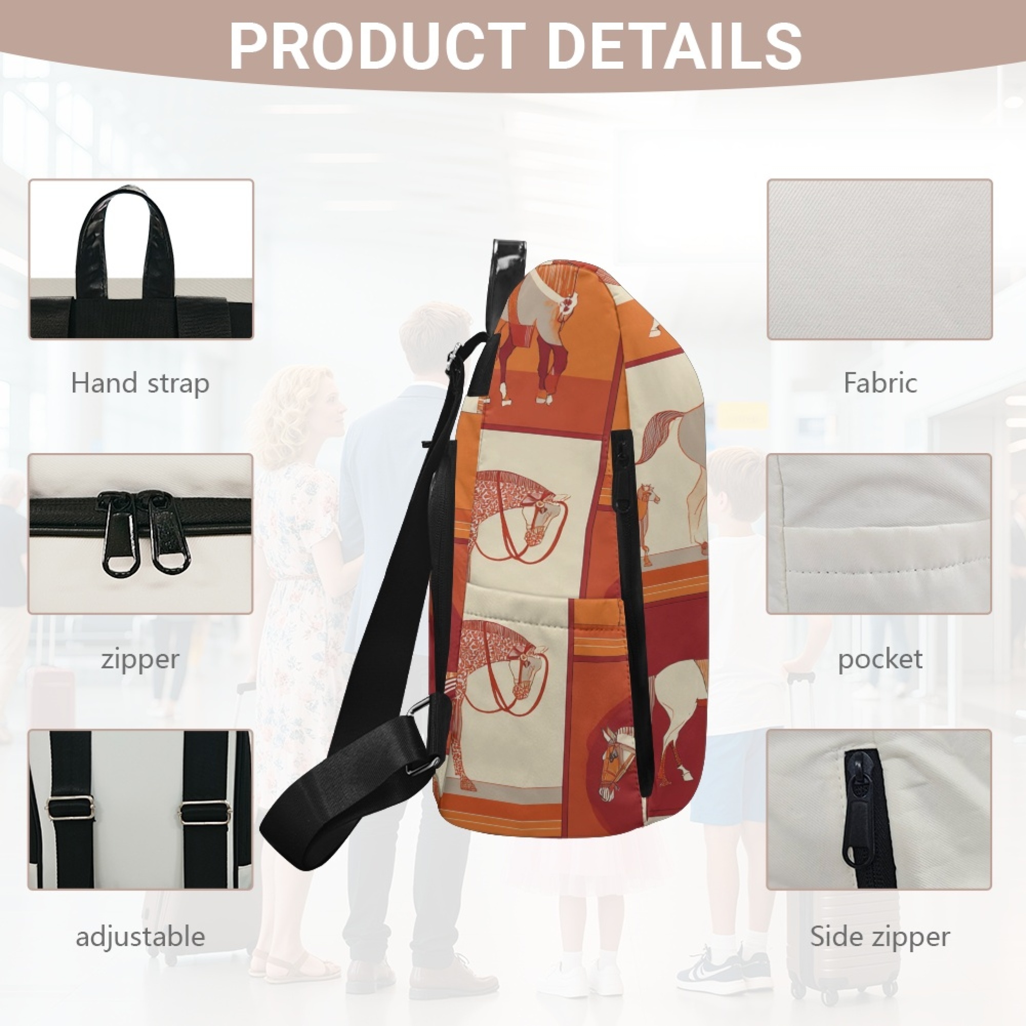 Custom H Designer Fashion Anti Theft Backpack Luxury Horse Pattern Unisex Full Print Backpack Laptop Bag Travel Bag H28