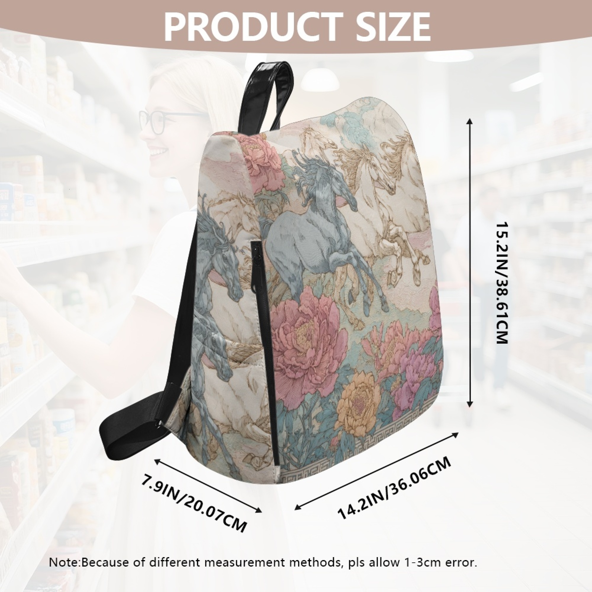 Custom H Designer Fashion Anti Theft Backpack Luxury Horse Pattern Unisex Full Print Backpack Laptop Bag Travel Bag H31