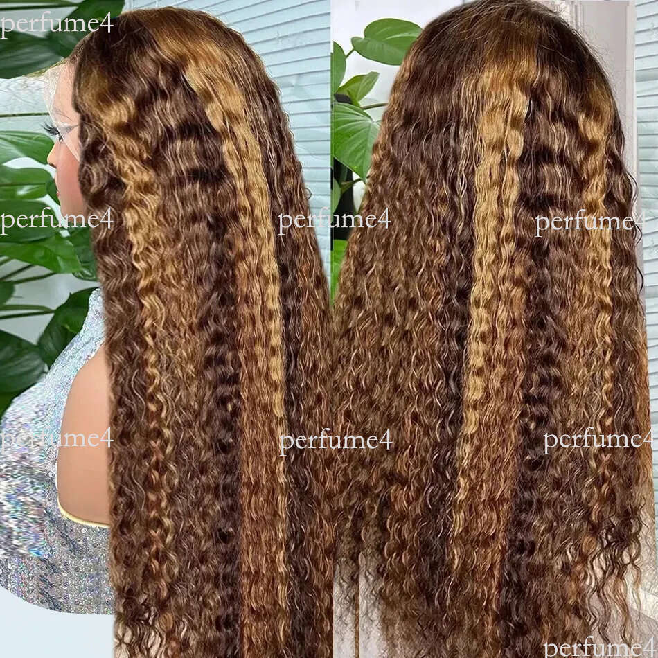 Curly Highlight Human Hair 13x4 13x6 Hd Wig Glueless 30 40 Inch Deep Water Wave Honey Blonde Lace Frontal Wigs Synthetic
