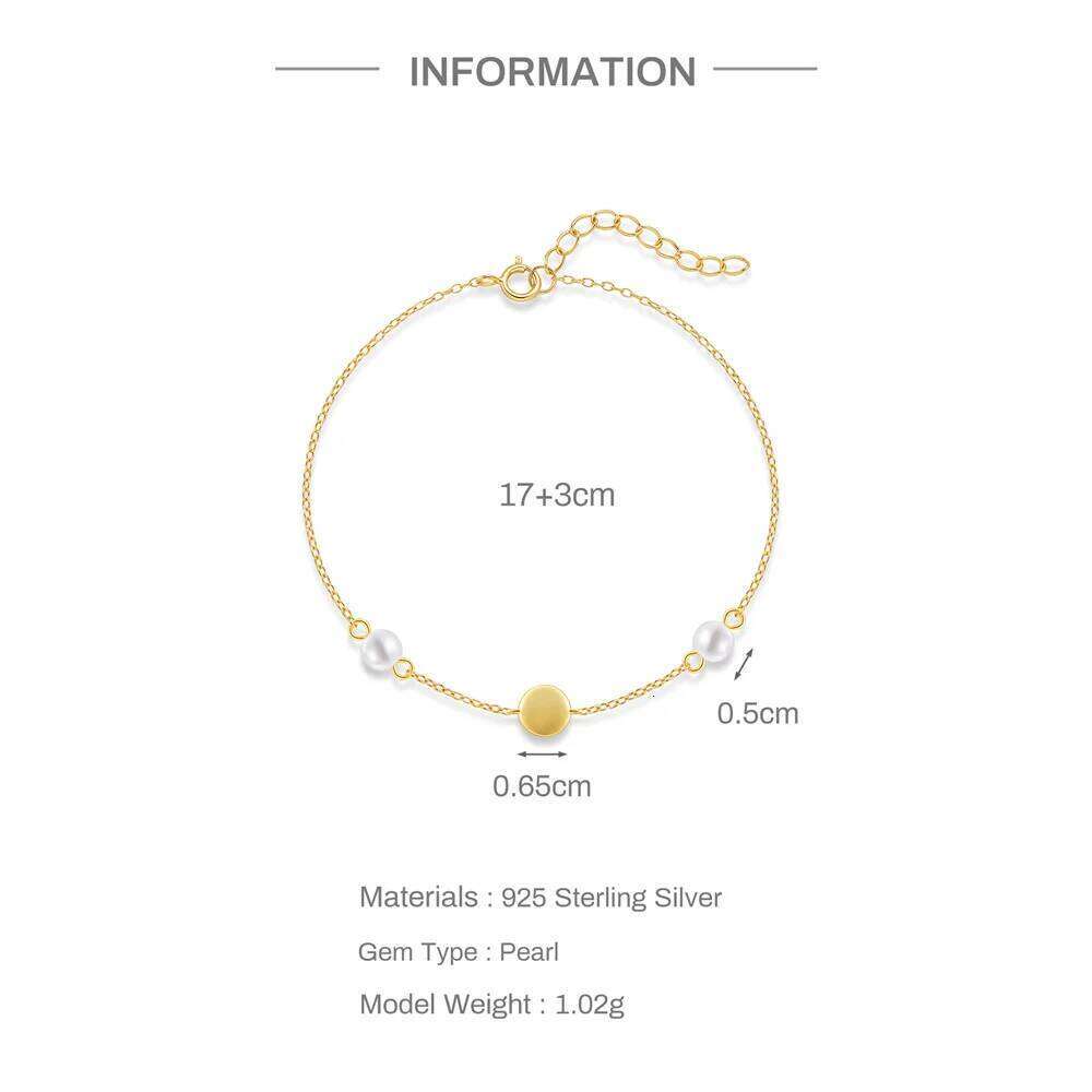 Aide 925 Sterling Silver Women's Pearl Necklace Fashion Disk Pendant Waterproof Collarbone Neck Chain Female Bracelet Jewelry
