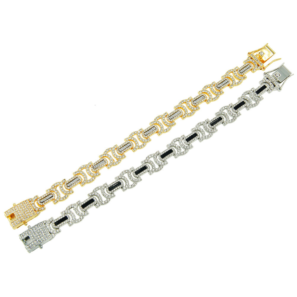 Luxury Brand Designer Jewelry European And American Hip-Hop Full Diamond Splicing Men's Personality Necklace Exaggerated Domineering Geometric Sh