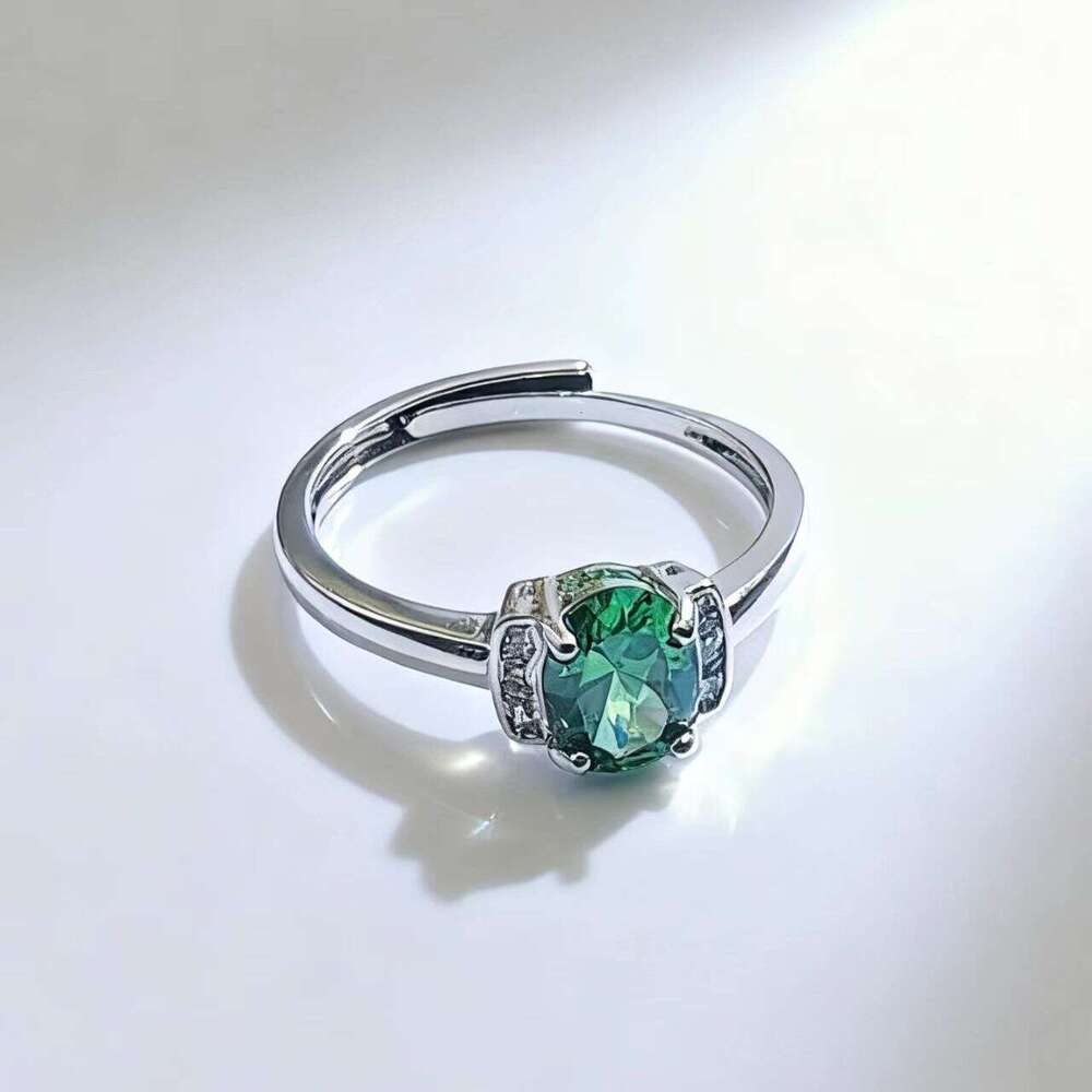 Vintage Ring Women Men Imitation Natural Emerald Open Womens Fashion Ring Versatile Green Zircon Colorful Gemstone Ring Jewelry