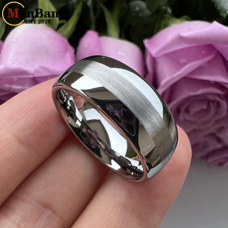 MenBand Jewelry Fashion 8MM 10MM Dome Band Center Brushed Mens and Womens Tungsten Carbide Wedding Ring Comfortable Fit 251230