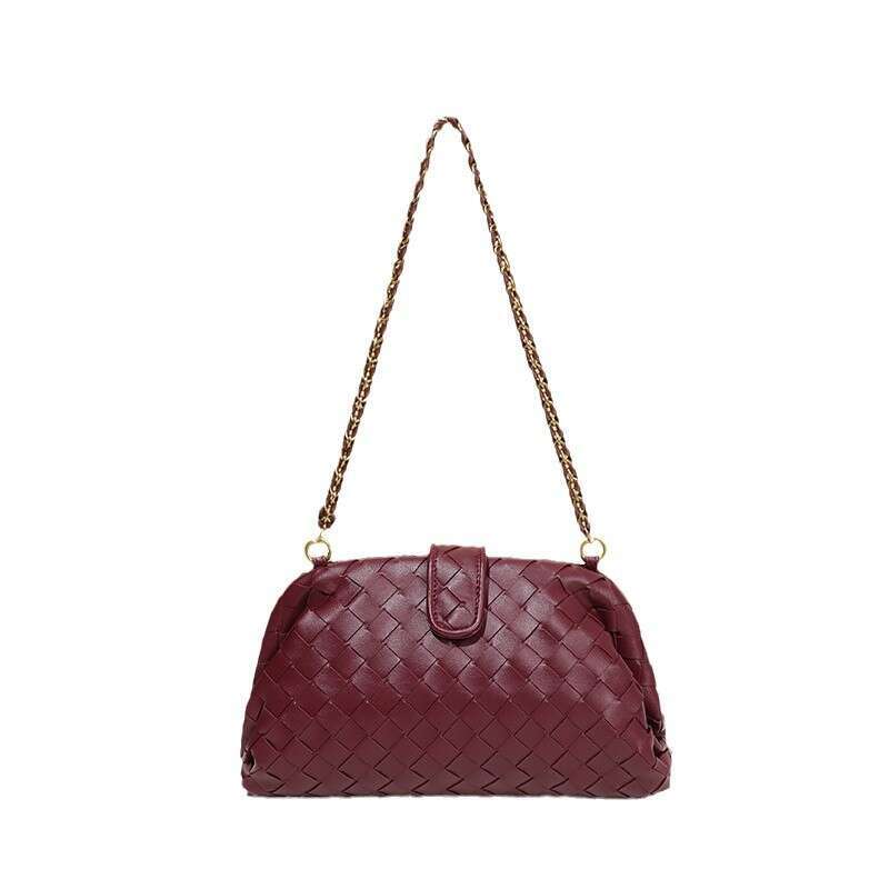 Cross-Border European and American Fashion Simple New Handbag for Women Hand-Woven Chain Shoulder Underarm Shell Clip Bag