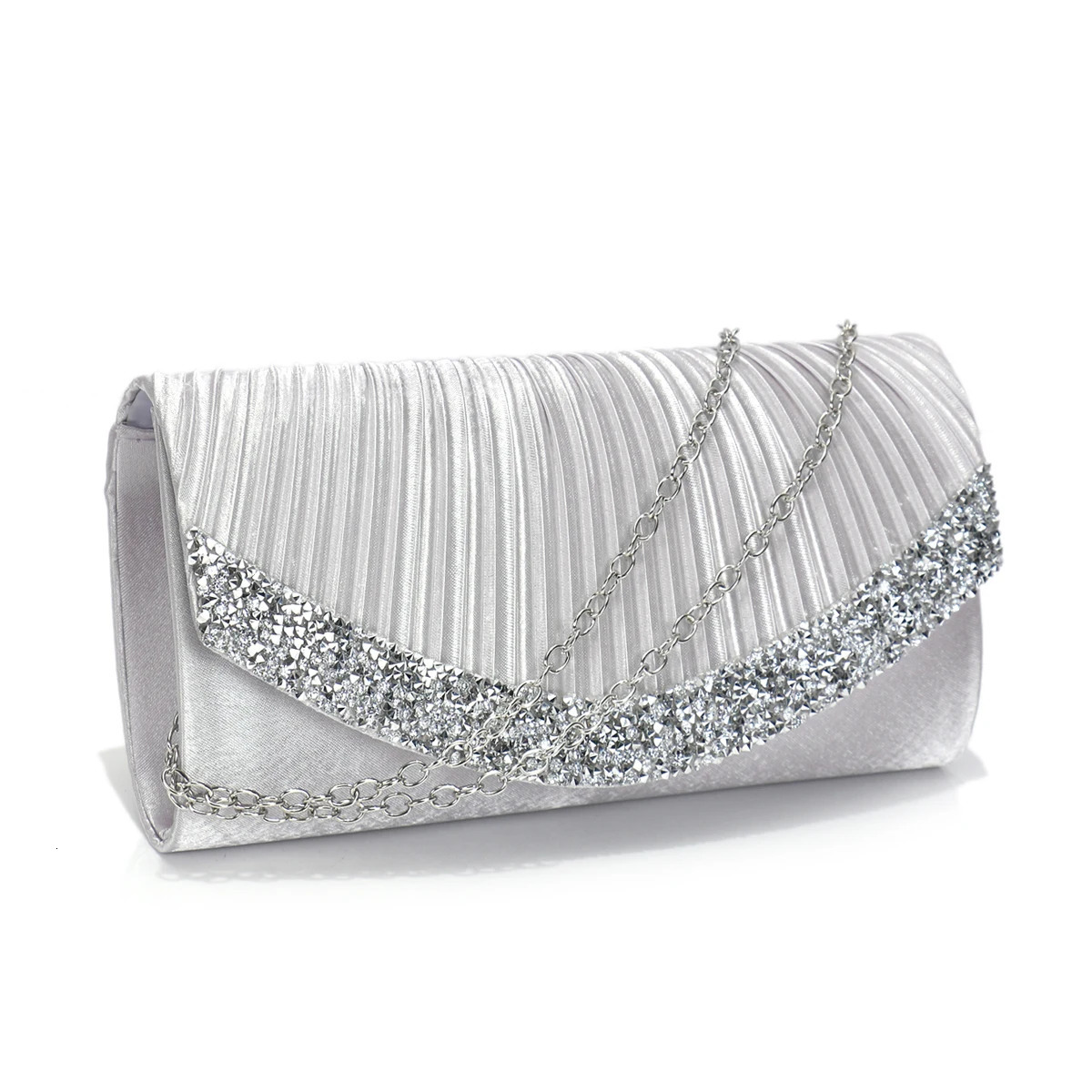 Glitter Envelope Desing Women Evening Bags Satin Shoulder Chain Handbags Rhinestones Prom Banquet Purse 251231