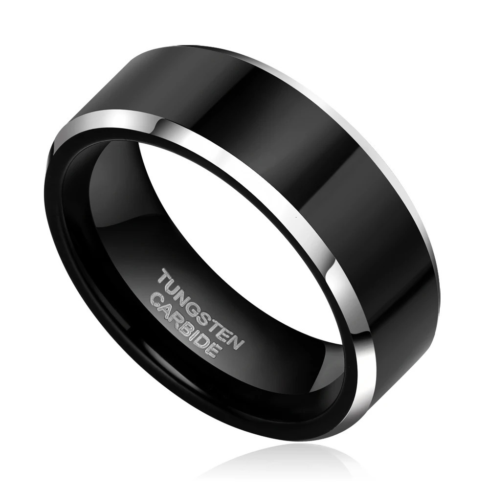 Somen 8mm 6mm Women Men Black Tungsten Carbide Ring Wedding Band Promise Marriage Couples Rings set Fashion alliance Jewelry 251230