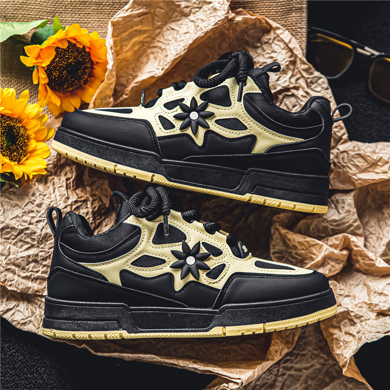 New Retro Color Block Casual Sneakers for Men Soft-Sole Board Shoes Size 39-44 Black Blue Green footwear