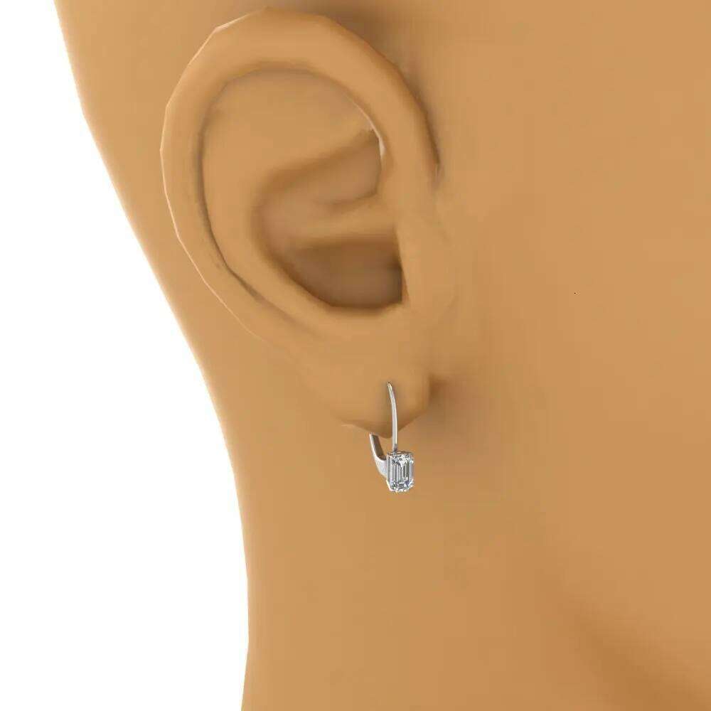 Huitan Simple Rectangle Zircon Stone with Oval Loop Drop Earring Partysu Style Women Earrings Suitable for All Occasions New