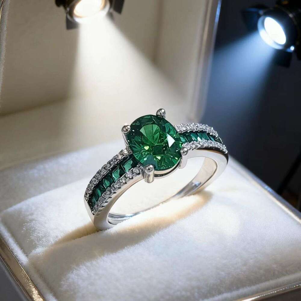 Vintage Ring Women Men Imitation Natural Emerald Open Womens Fashion Ring Versatile Green Zircon Colorful Gemstone Ring Jewelry