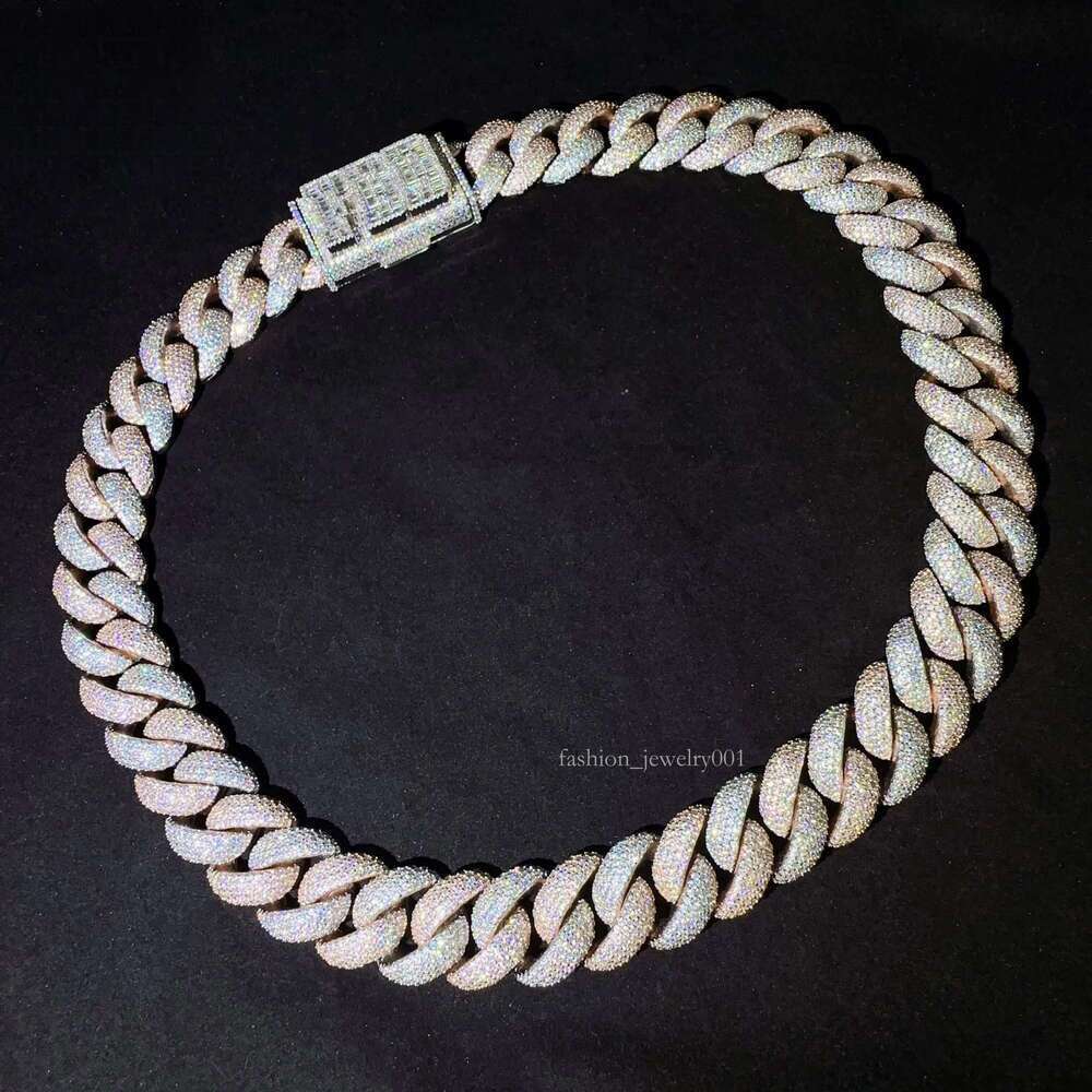 Fashion D Color VVS Moissanite Diamond 20mm Sterling Silver 925 Hip Hop Miami Cuban Link Chain Necklace