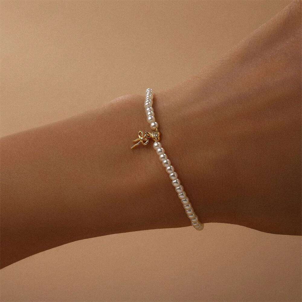 Aide 925 Sterling Silver Elegance Temperament Butterfly Pendant Pearl Bead Chain Minimalist Bracelet For Women Jewelery