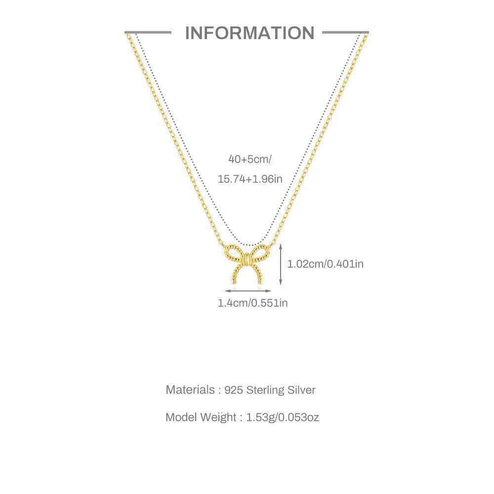 Aide 925 Sterling Silver Delicate Gold Color Bowknot Pendant Necklaces For Women Unique Design Fine Handmade Jewelry Gifts