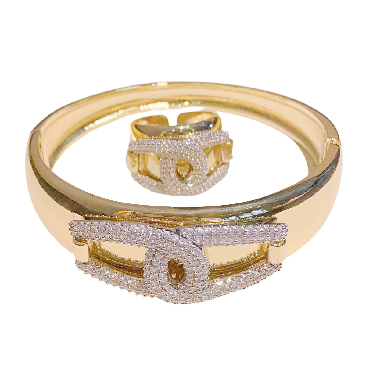 Luxury Brand Designer Jewelry High-End Fashion Double C Bracelet Personality Commuting Smooth Zircon Copper Bracelet