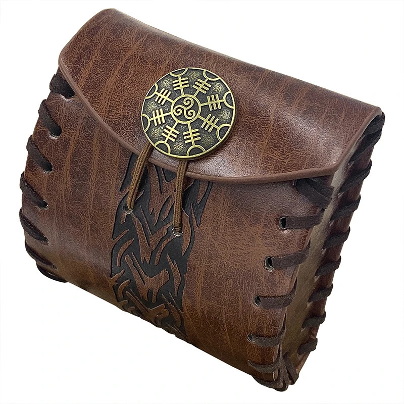 Medieval Small Square Bag Nordic Viking Style Retro Waist Bag Men Crossbody Bags Square Coin Purse Storage Bag Cosplay Props 251231
