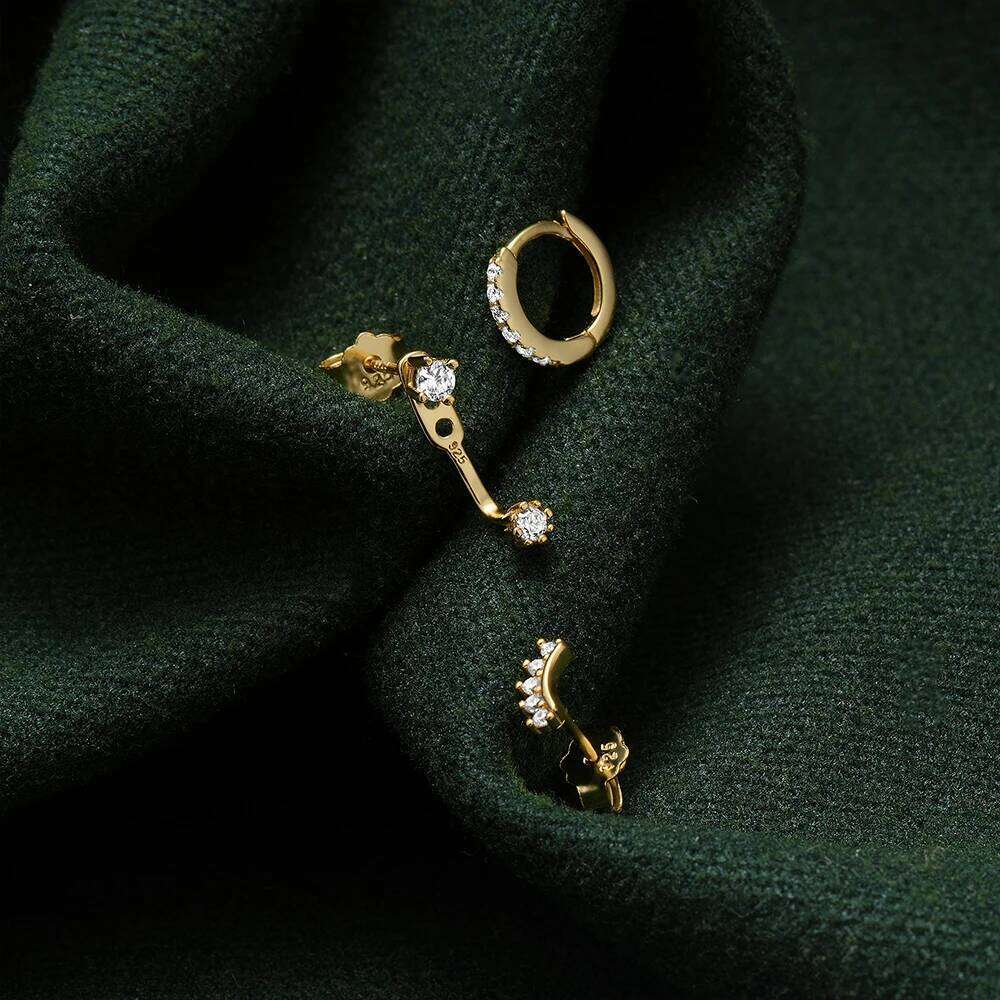 Aide Waterdrop White Shiny Zircon Stud Earring Women 925 Sterling Silver Earrings For Students Party DIY Accessory Set