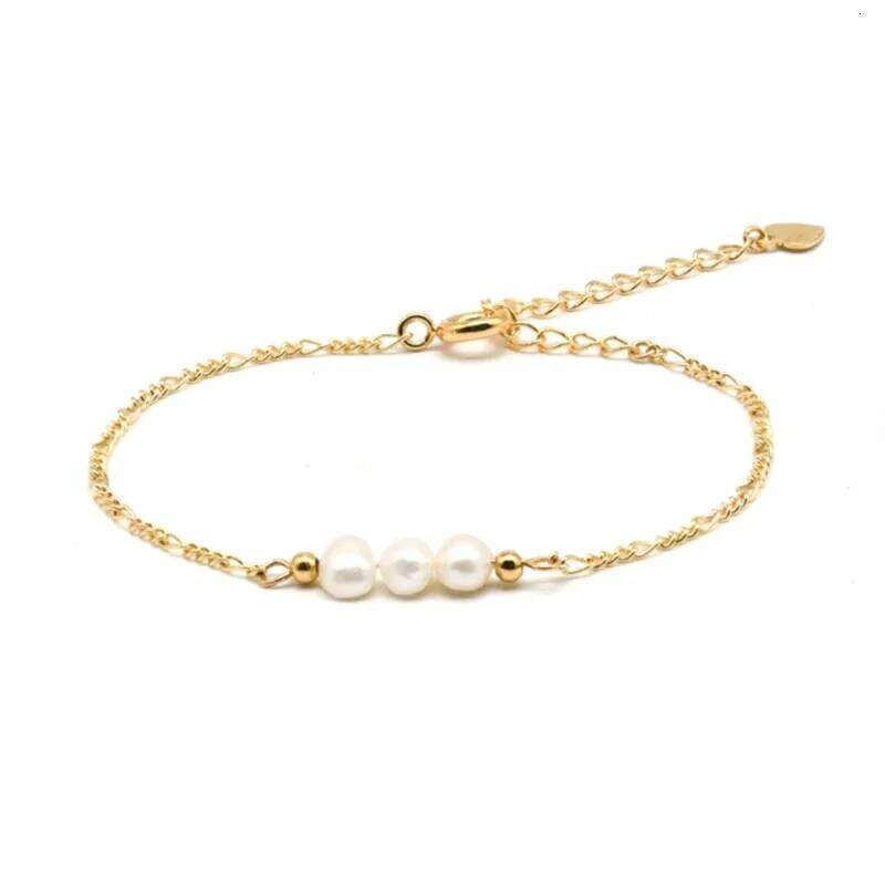 Aide 925 Sterling Silver Three Imitation Pearls Beads Bracelets For Women With Extend Chain Heart Charm Bracelet Jewelry