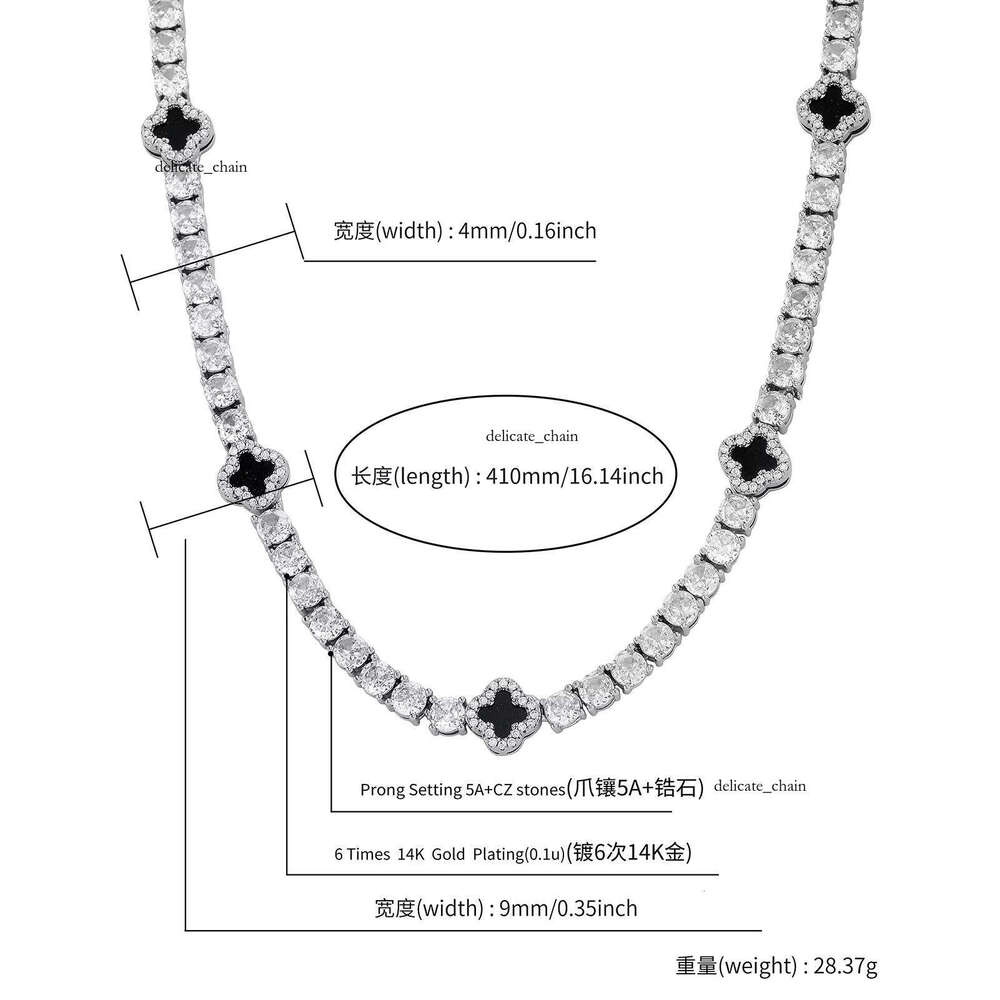 High-quality Clover Bracelet, VVS Moissaniteia Tennis Chain, Exquisite High-end Feel for Women, Collarbone Chain Matching