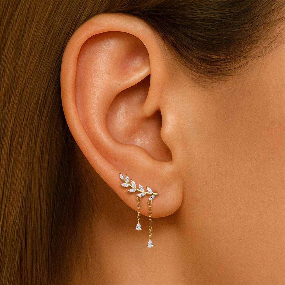 Aide 925 Sterling Silver Long Thin Chain Tassel Ball Star Drop Earring For Woman Zircon Stud Earrings Fashion Christmas Jewelry