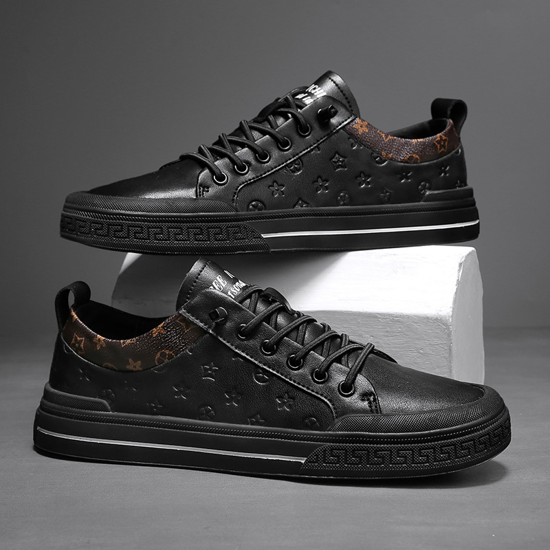 2026 Premium Genuine Leather Men's Footwear, Versatile Lace-Up Casual Shoes for All Seasons, Soft Cushioned White Fashion Sneakers