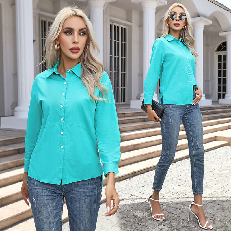 2026 European American Foreign Trade Clothing Spring and Autumn New Women's Pure Cotton Casual Long Sleeve Shirt Ladies' Top
