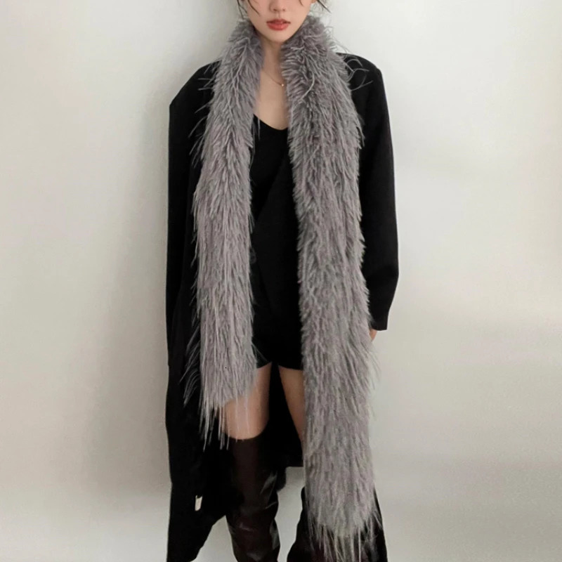 Korean er Runway Style Thick Scarf Fashionable Plush Long Strip Scarf Womens Imitation Mink Fur Y2K Girl Scarf for Warm 251225
