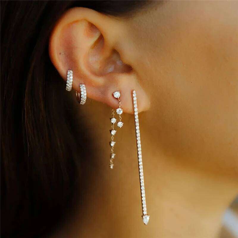 Aide Four-leaf Zircon Long Chain Tassel 925 Sterling Silver Drop For Women 18K Gold Minimalism Earrings Fine Jewelly