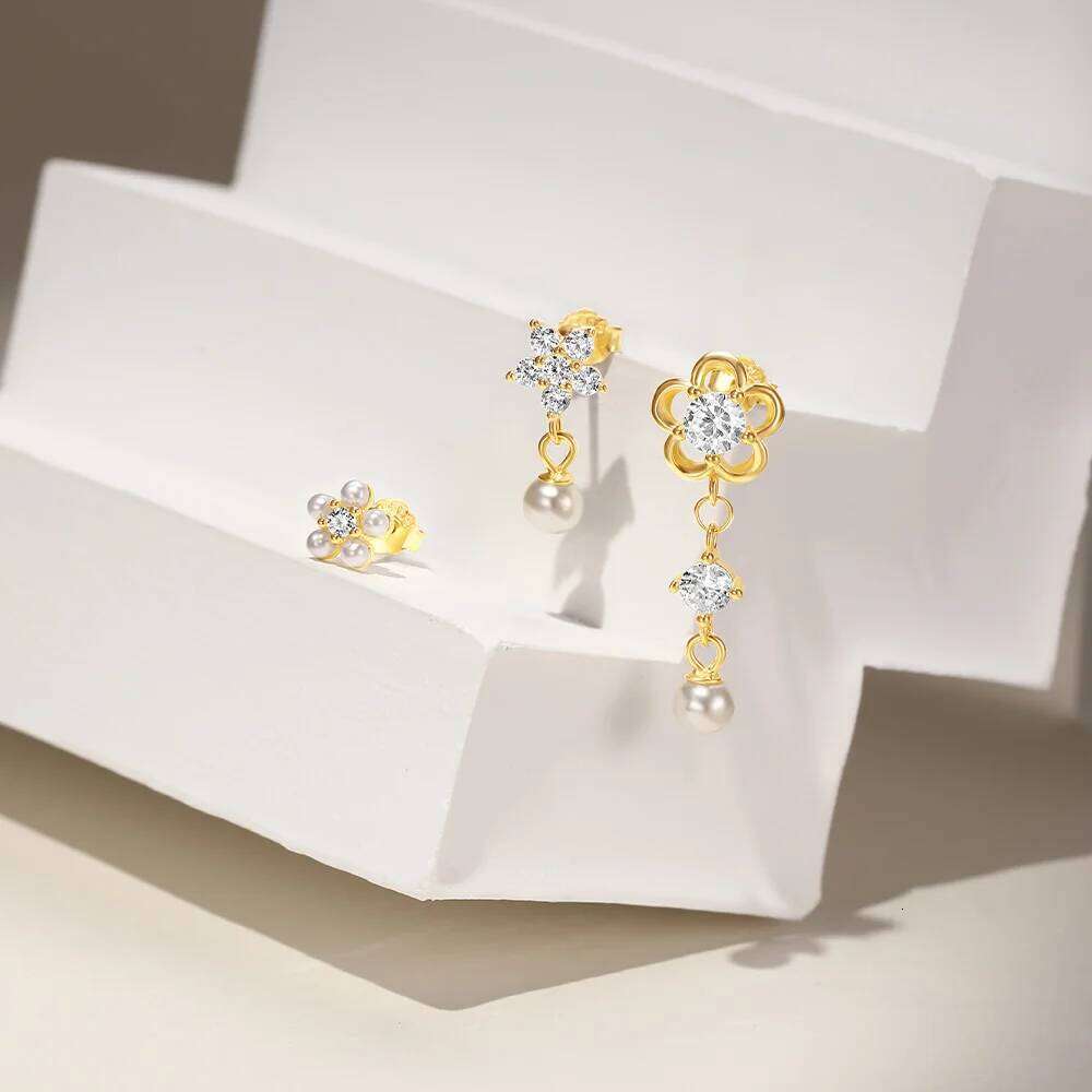 Aide 4pcs Real 925 Sterling Silver Women's Zircon Hoop Earring Delicate Handmake Daily Wear Studs Accessory Fine Jewelry Set