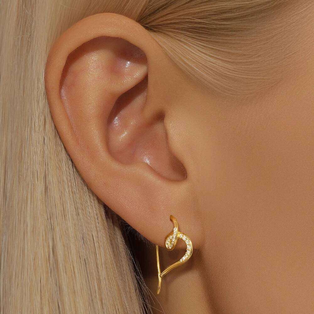 Aide 925 Sterling Silver Big Love Heart Zircon Stud Fashion Special Design Korean Earrings For Women Birthday Jewelry